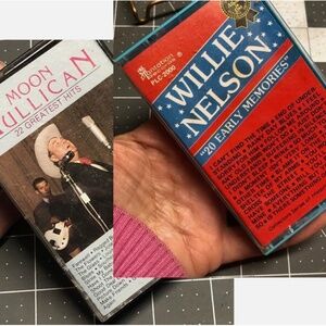 Lot of 2 VTG Classic Country Music Cassette Tapes~Willie Nelson/Moon Mullican